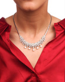 گردنبند سرویس نقره جواهری مروارید دار