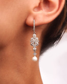 گوشوار سرویس نقره جواهری مروارید دار