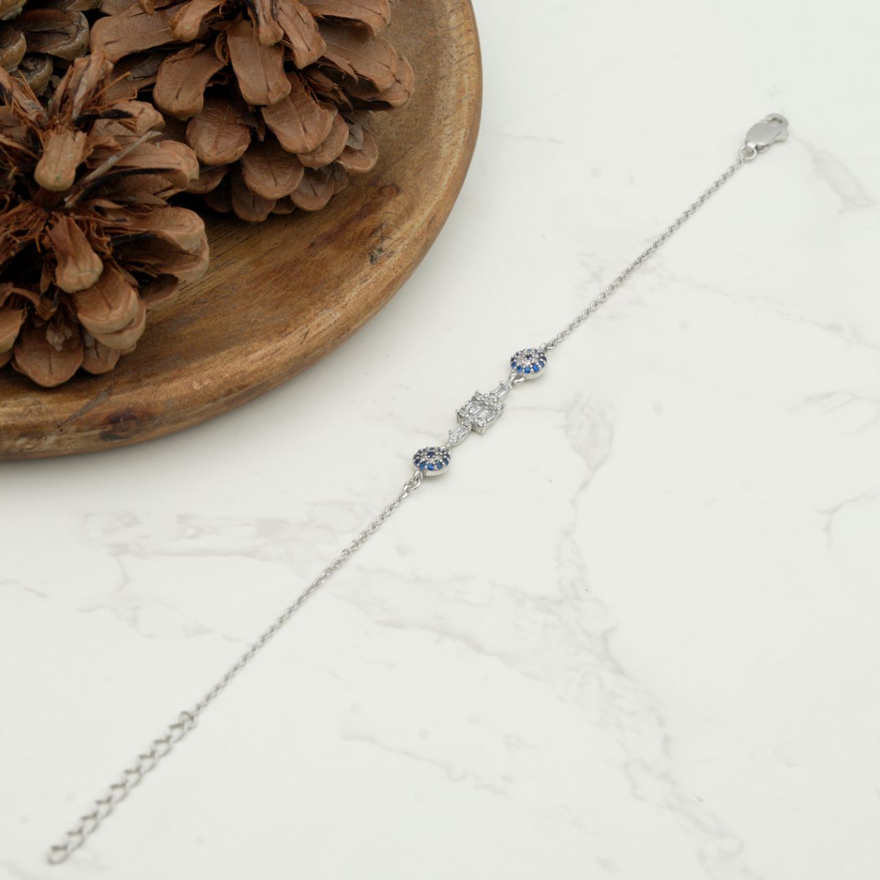 دستبند نقره چشم نظر زنانه کد D3 