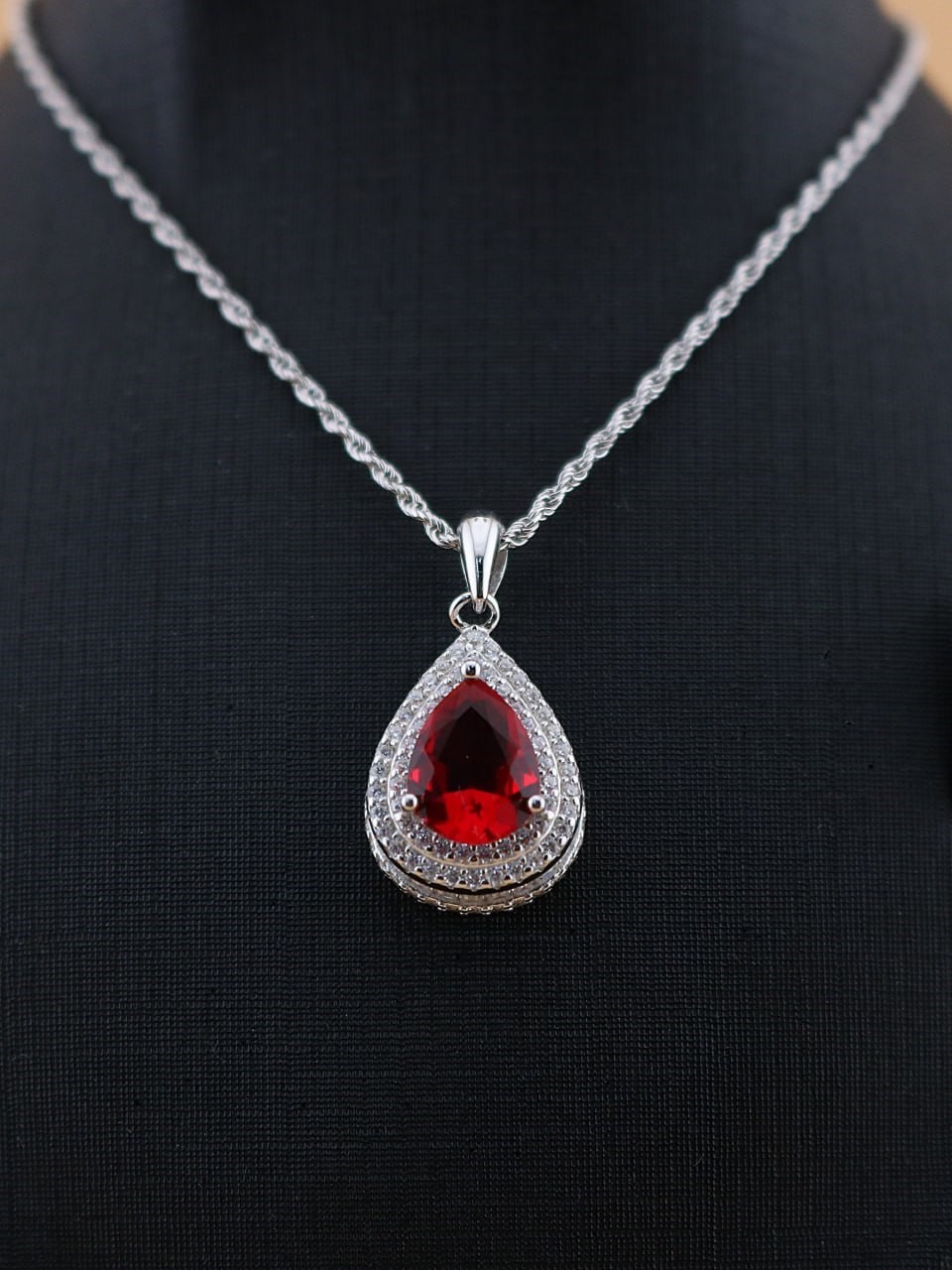 نیمست نقره سنگ رنگی وارداتی طرح اشک N4