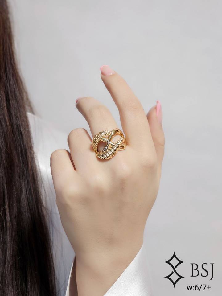 انگشتر نقره زنانه مدل فیوژن طلایی کد A1F2 